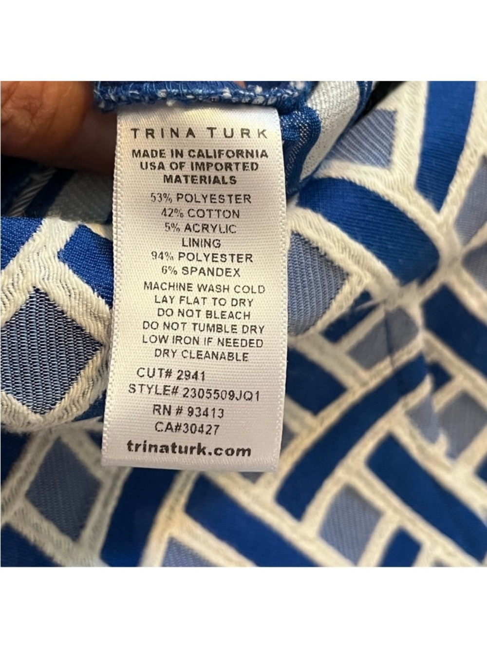 Trina Turk Kick Flare Fringe Trim Pant in Majorelle Blue & White size six (6) - Picture 7 of 11